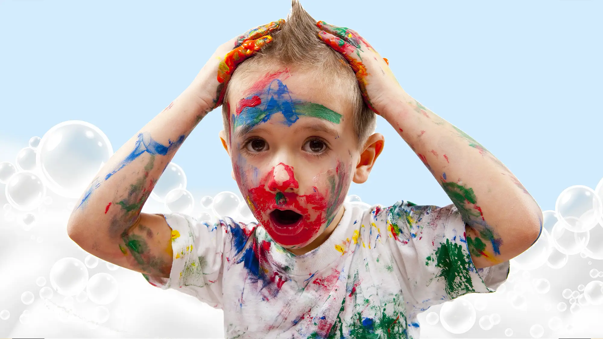 Kid and soapsuds